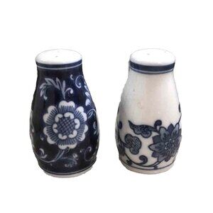 Pier 1 Cobalt Blue/White Salt & Pepper Shakers 3.5"